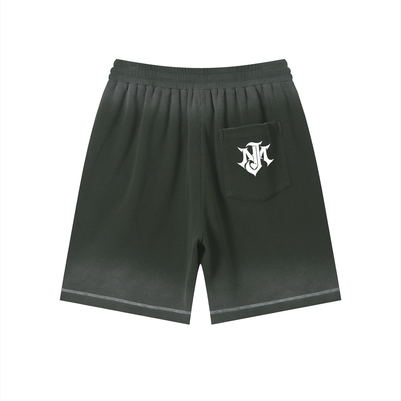 JOMALI Unisex Sunfade Waffle Raw Hem Shorts
