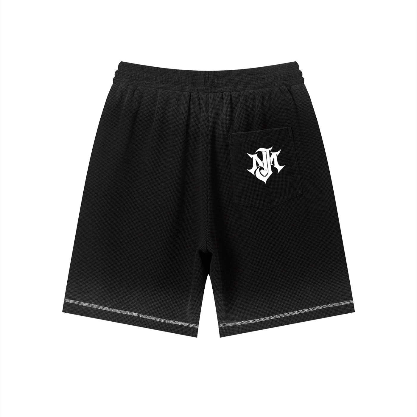 JOMALI Unisex Sunfade Waffle Raw Hem Shorts