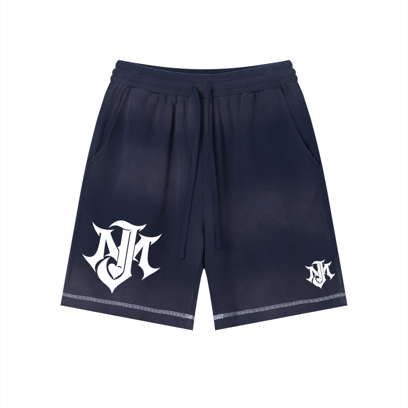 JOMALI Unisex Sunfade Waffle Raw Hem Shorts