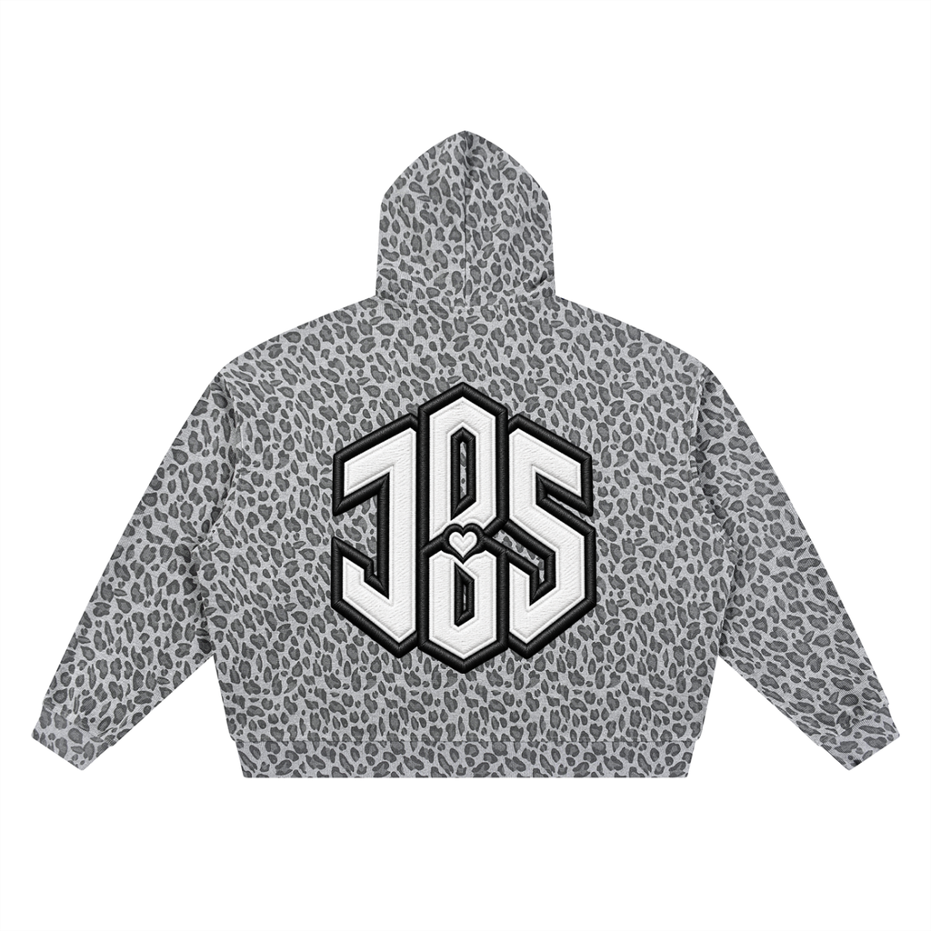 Unisex Leopard Print Waffle Full Zip Hoodie