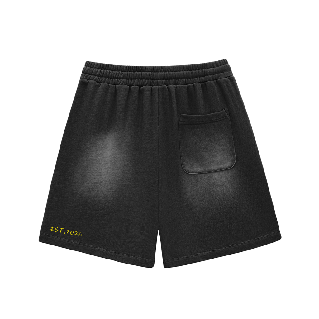 Sun Fade Raw Edge Cotton Shorts