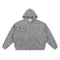 Unisex Leopard Print Waffle Full Zip Hoodie