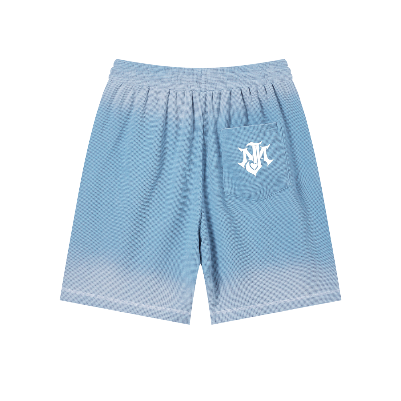 JOMALI Unisex Sunfade Waffle Raw Hem Shorts