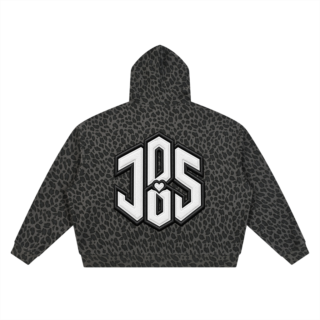 Unisex Leopard Print Waffle Full Zip Hoodie