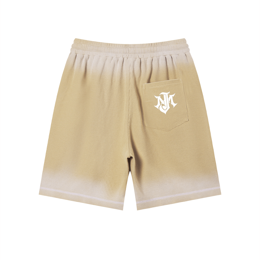 JOMALI Unisex Sunfade Waffle Raw Hem Shorts