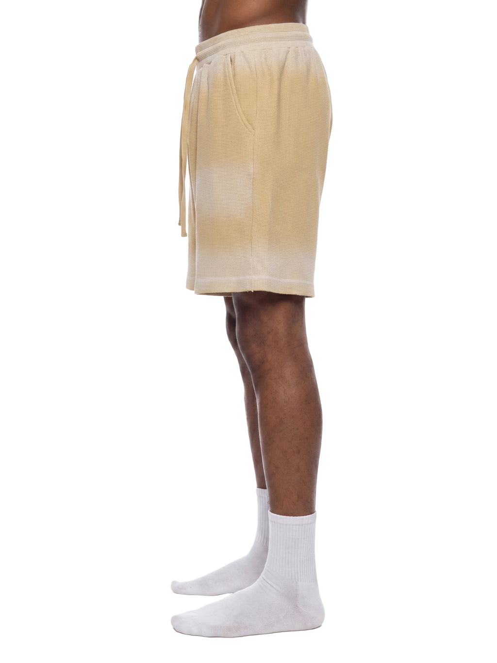 JOMALI Unisex Sunfade Waffle Raw Hem Shorts